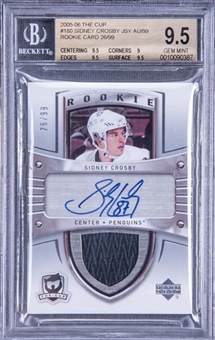 2005/06 Upper Deck "The Cup" #180 Sidney Crosby Game Used Patch Signed Rookie Card (#26/99) – BGS GEM MINT 9.5/BGS 10